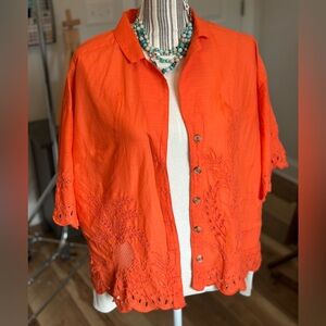 Anthropologie Eyelet Pineapple button down